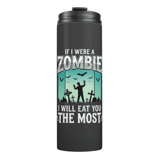 Zombie ich werde dich essen Halloween-Design_1 Thermosbecher (Vorderseite)