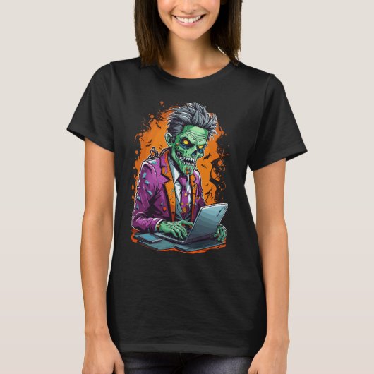 Zombie im Cubicle | Halloween T-Shirt (Vorderseite)