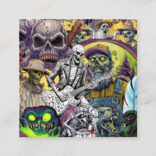 Zombie-Imker- und Holzfäller-Horror-Collage-Wurfde Quadratische Visitenkarte