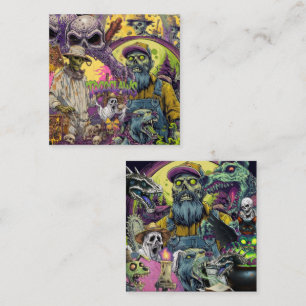 Zombie-Imker- und Holzfäller-Horror-Collage-Wurfde Quadratische Visitenkarte