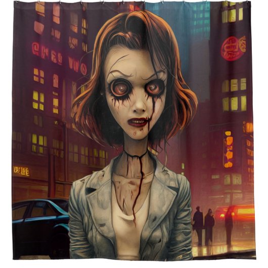 Zombie in der Stadt Duschvorhang (Vorderseite)