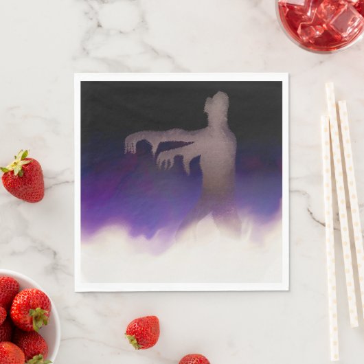 Zombie in Nebel mit Lila NebelHalloween Serviette (Beispiel)