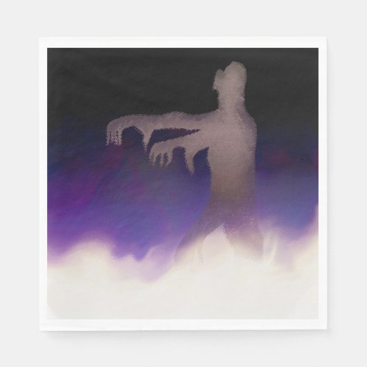Zombie in Nebel mit Lila NebelHalloween Serviette (Vorderseite)