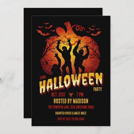 Zombie-Infektion Halloween Einladung (Vorne/Hinten)