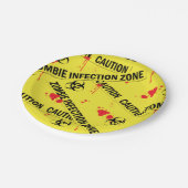 Zombie-Infektionszone Vorsicht Tape Blood erhalten Pappteller (Schrägansicht)