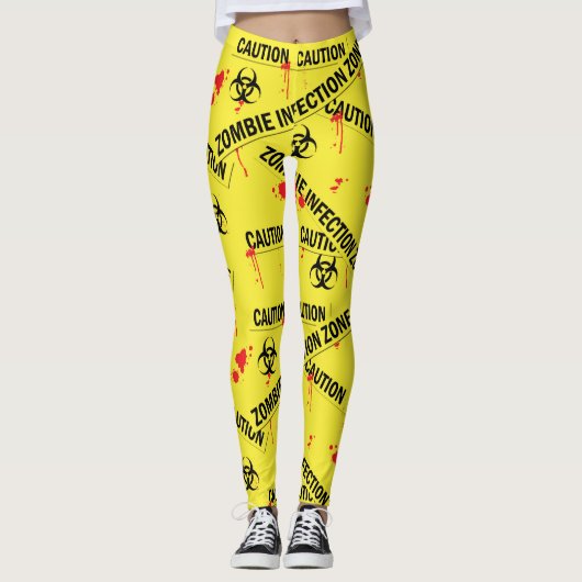 Zombie Infizierte Vorsicht Blut gespalten Leggings (Vorderseite)