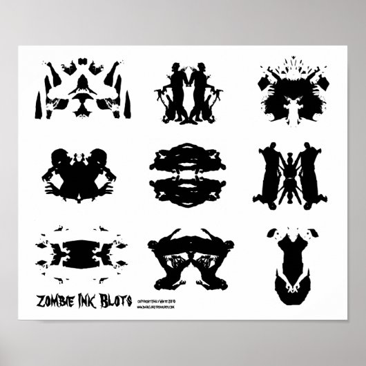 Zombie Ink Blot Rorschach Dunkle Psychologie Kunst Poster (Vorne)