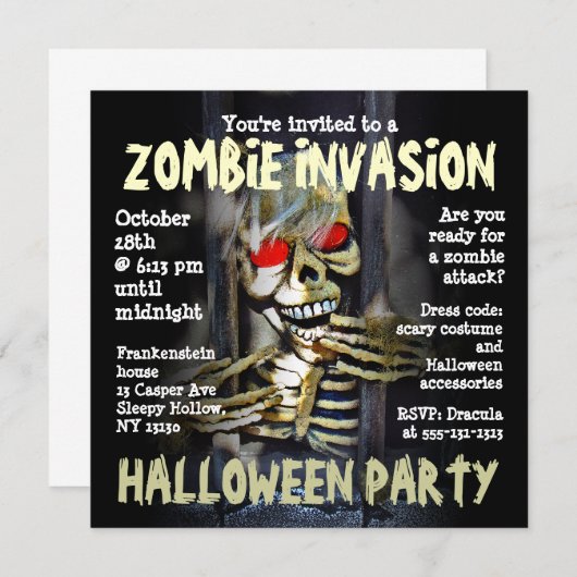 Zombie Invasion Halloween-Party Einladung (Vorne/Hinten)