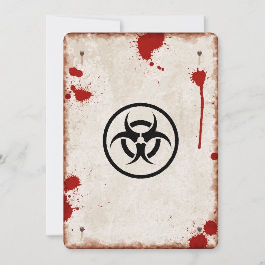 Zombie-Invasion mit Blutflecken und rostigem Zeich Einladung (Rückseite)
