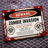 Zombie Invasion Party mit rostigem Gefahrenzeichen Einladung