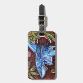 Zombie isst Haifisch Gepäckanhänger (Vorderseite vertikal)