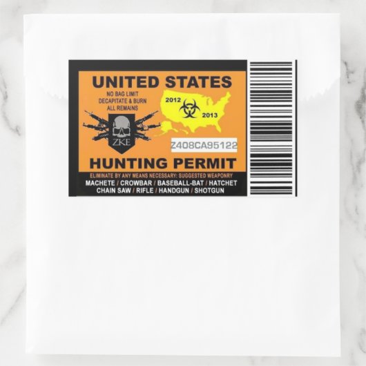 Zombie-Jagd-Erlaubnis-Aufkleber Rechteckiger Aufkleber (Tasche)
