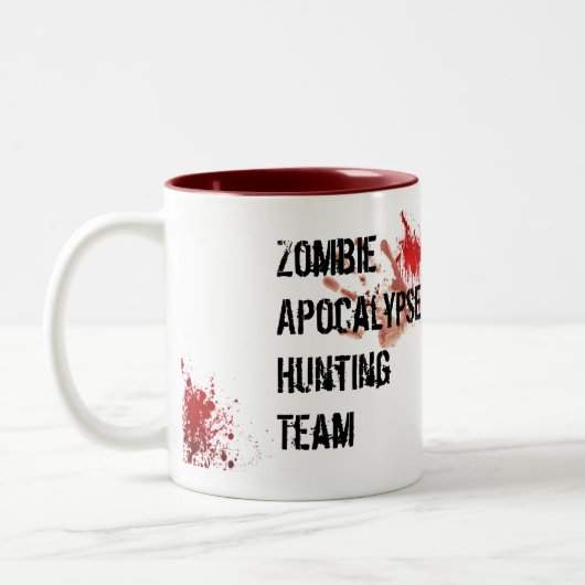 Zombie-Jagd-Team-Tasse Zweifarbige Tasse (Links)