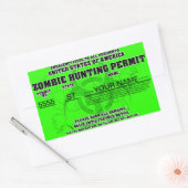 Zombie-Jagderlaubnis (Hellgrün) Rechteckiger Aufkleber (Umschlag)