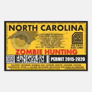 Zombie Jagderlaubnis North Carolina Rechteckiger Aufkleber
