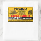 Zombie Jagderlaubnis Virginia Rechteckiger Aufkleber (Tasche)