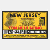 Zombie Jagdgenehmigung New Jersey Rechteckiger Aufkleber (Vorderseite)