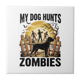 Zombie-Jagdhund Vintage-Halloween-Shirt_1 Fliese