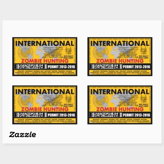 Zombie Jagdschein International Rechteckiger Aufkleber (Blatt)