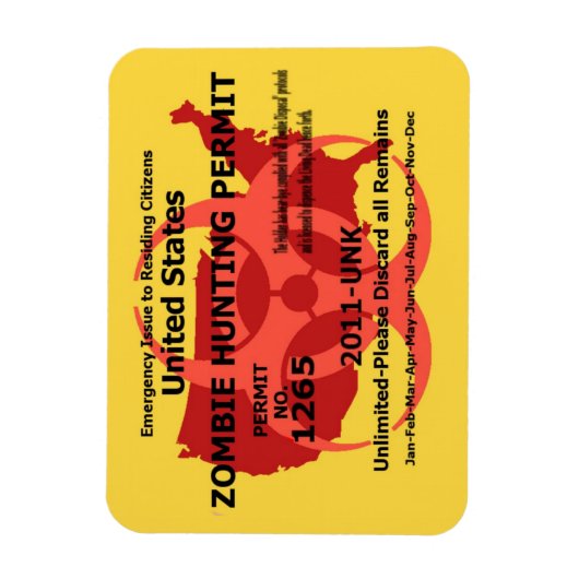 Zombie-Jagdschein Magnet (Vertikal)
