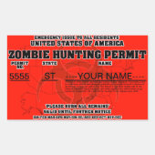 Zombie-Jagdschein Rechteckiger Aufkleber (Vorderseite)