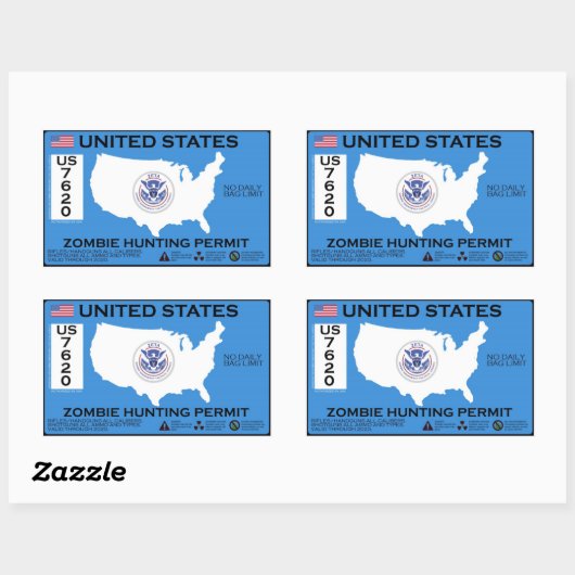 Zombie-Jagdschein - ZETA Rechteckiger Aufkleber (Blatt)