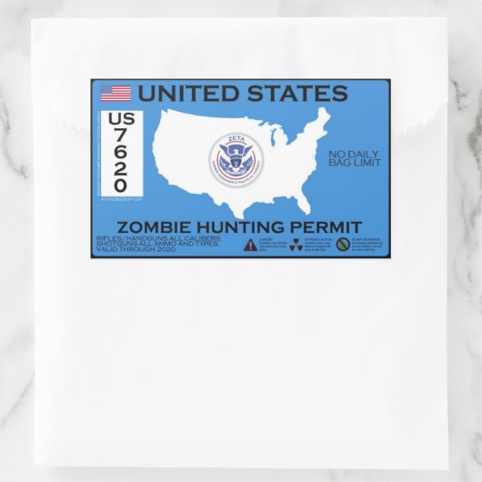 Zombie-Jagdschein - ZETA Rechteckiger Aufkleber (Tasche)
