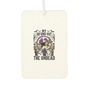 Zombie-Jäger-Hund Halloween Vintage-Stich-Shirt Autolufterfrischer