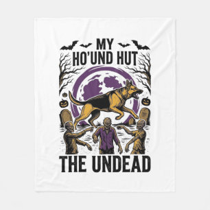 Zombie-Jäger-Hund Halloween Vintage-Stich-Shirt Fleecedecke