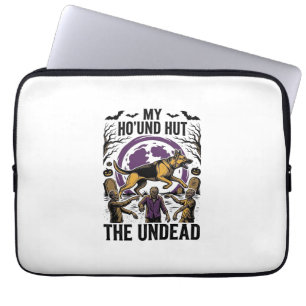 Zombie-Jäger-Hund Halloween Vintage-Stich-Shirt Laptopschutzhülle