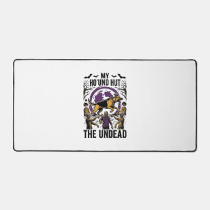 Zombie-Jäger-Hund Halloween Vintage-Stich-Shirt Schreibtischunterlage