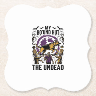 Zombie-Jäger-Hund Halloween Vintage-Stich-Shirt Untersetzer
