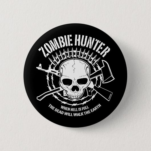 Zombie-Jäger-Knopf Button (Vorderseite)