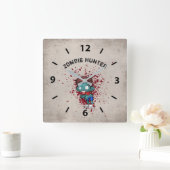 Zombie-Jäger mit Blutkrebs Cool Quadratische Wanduhr (Zuhause)