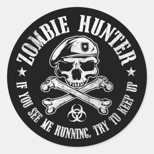 Zombie-Jäger untot tot Runder Aufkleber (Vorderseite)
