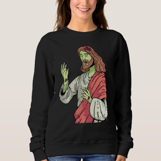 Zombie Jesus Lazy Halloween Kostüm Christlich Sweatshirt (Vorderseite)