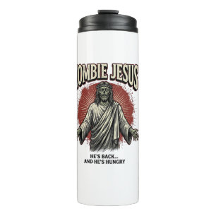 Zombie Jesus Vintage-Gravur Lustiges Shirt-Design_ Thermosbecher