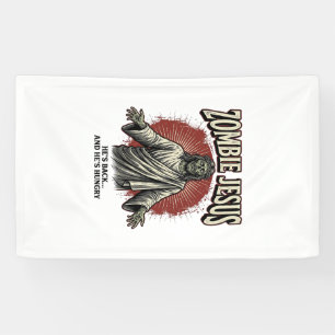 Zombie Jesus Vintage-Stichzeichnung Lustiges T-Shi Banner