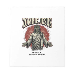 Zombie Jesus Vintage-Stichzeichnung Lustiges T-Shi Notizblock