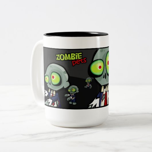 Zombie-Jim-Tasse Zweifarbige Tasse (Vorderseite Links)