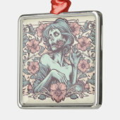 Zombie Jugendstil-Frau mit Blume Hübsch Ornament Aus Metall (Links)