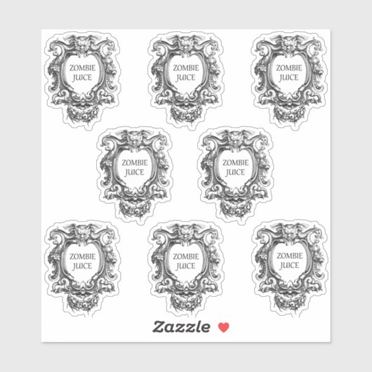 Zombie-Juwel Halloween 1,5" x 2" Sticker (Blatt)