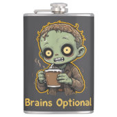 Zombie-Kaffee mit optionalem Gehirn Witzig Süß Unt Flachmann (Vorderseite)