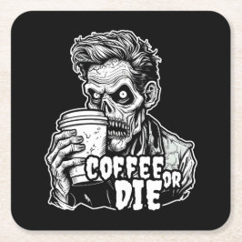 Zombie-Kaffee oder die Rechteckiger Pappuntersetzer