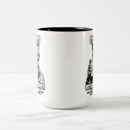 Zombie-Kaffee, weil Mord falsch ist Zweifarbige Tasse (Mittel)
