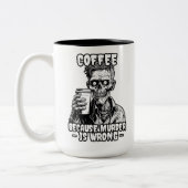 Zombie-Kaffee, weil Mord falsch ist Zweifarbige Tasse (Links)