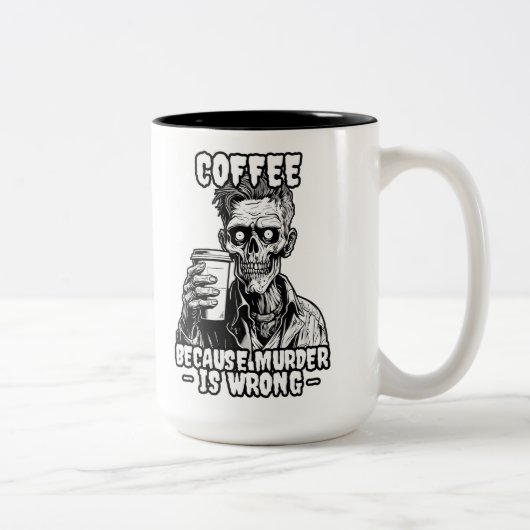 Zombie-Kaffee, weil Mord falsch ist Zweifarbige Tasse (Rechts)