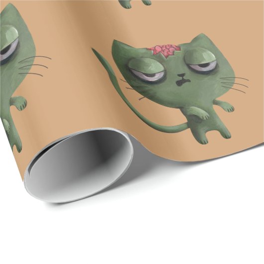 Zombie-Katze Geschenkpapier (Rolleneckpunkt)