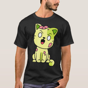 Zombie-Katze Halloween Miauen Süßes Monster Grafik T-Shirt