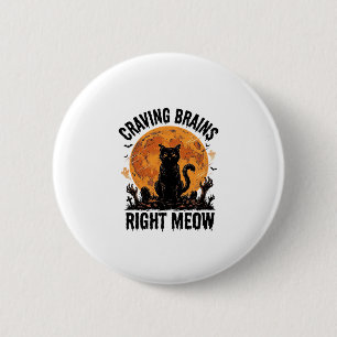 Zombie-Katze Halloween Vintage Gravur Shirt Art_1 Button
